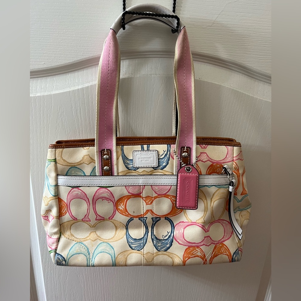 Vintage Coach Purse, canvas and leather detail